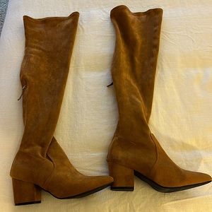'Marlo' Tan Over The Knee Suede Leather Boots